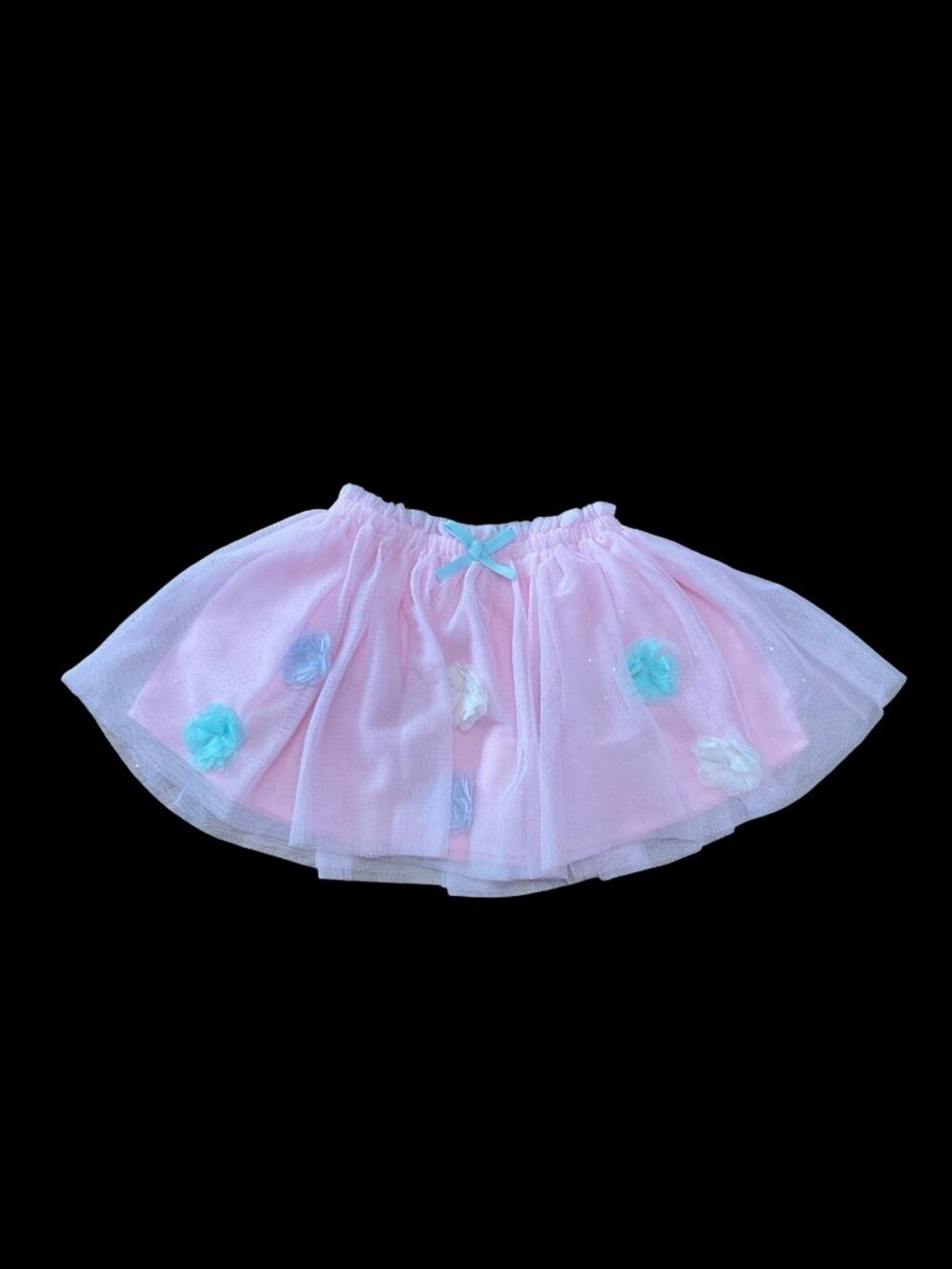 👣 5/$25 - Pink/Silver Tulle Skirt w/ 3D Florals